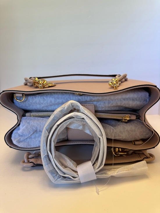 Michael Kors Dusty Pink Saffiano Tote with Gold Chain Detail